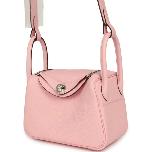 Hermès Mini Lindy II Rose Sakura Verso Clemence Palladium Hardware in Pink Clemence leather from Madison Avenue Couture, photo 2 of 2