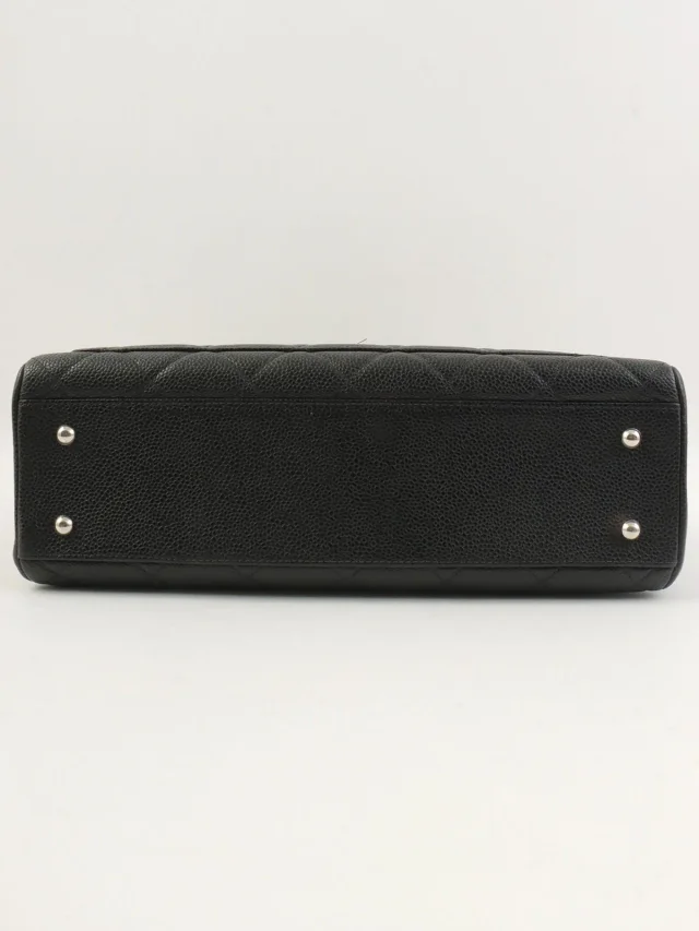 Chanel Caviar skin CC mark stitch tote bag, black, made around 2000 in Black Caviar leather from VINTAGE QOO TOKYO, photo 10 of 12