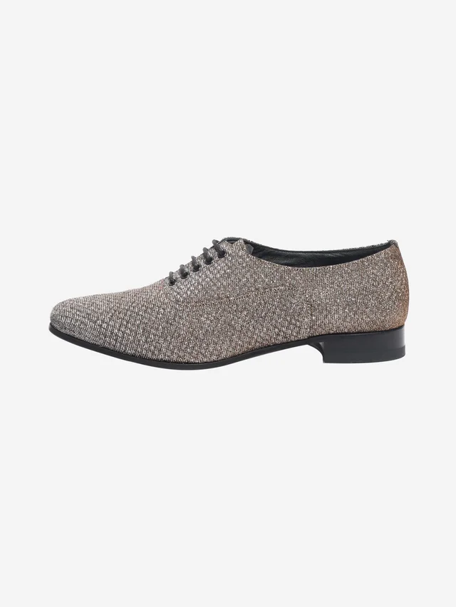 Saint Laurent Gold glittery lace-up shoes - size EU 38.5 in Gold Leather from Sign of the Times