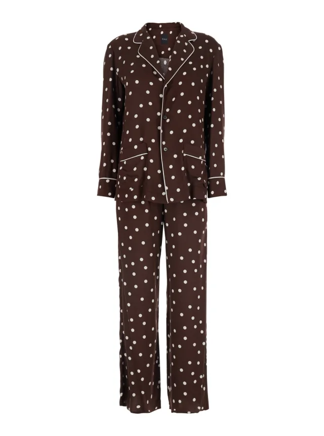 Leplain Brown Suit with Polka Dot Motif in Silk Blend Women in Brown from Gaudenzi Boutique, photo 1 of 1