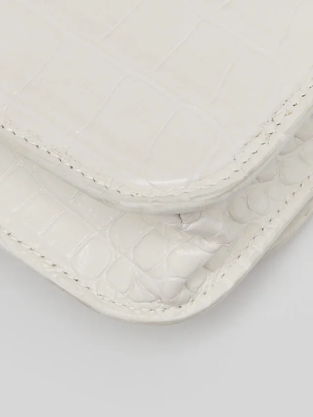 Balenciaga White Croc Embossed Calfskin Leather Gossip XS Chain Crossbody Bag in White Calfskin from Yoogis, photo 4 of 10
