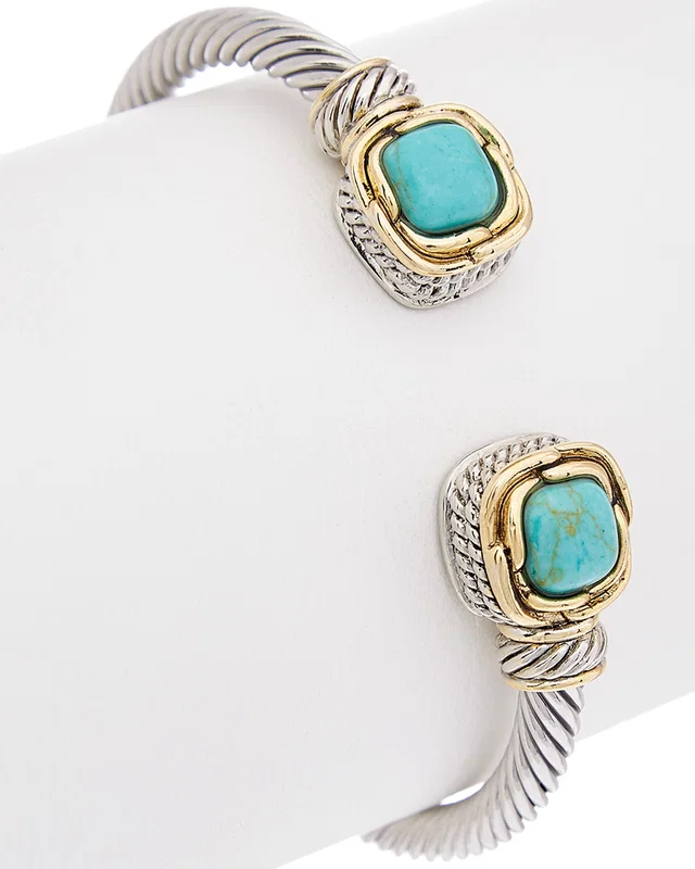 Juvell 18K Two-Tone Plated Turquoise Bangle, image 1 of 1 from Rue La La