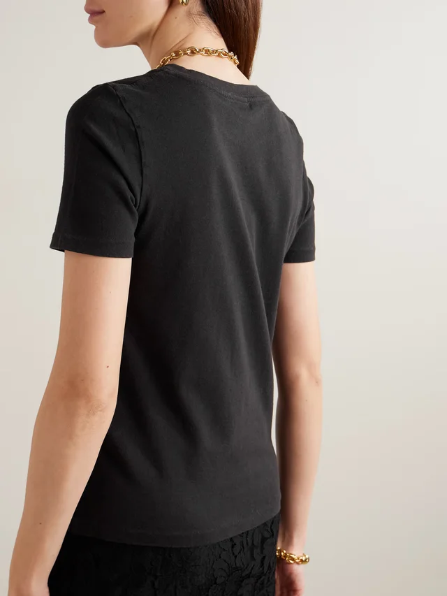 CHLOÉ Printed organic cotton-jersey T-shirt in black 100% Cotton, photo 3 of 4 from NET-A-PORTER (Canada)