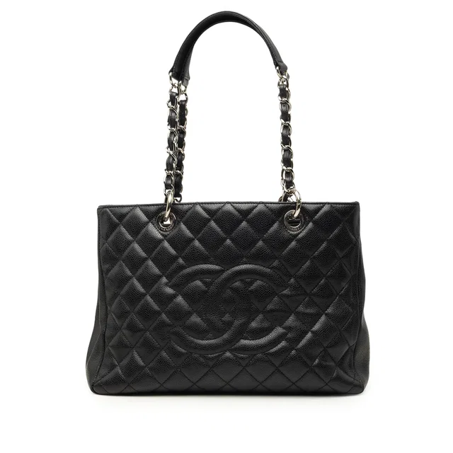 Black Chanel Caviar Grand Shopping Tote in Black Caviar leather from Designer Revival