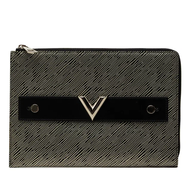 Silver Louis Vuitton Epi Essential V Pochette Clutch Bag in Silver Leather from Designer Revival