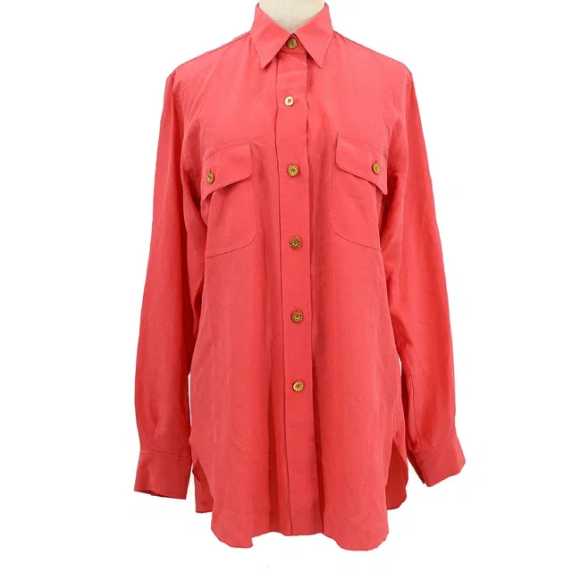 Chanel logo-button silk shirt #38 in Silk from AMORE Vintage Tokyo