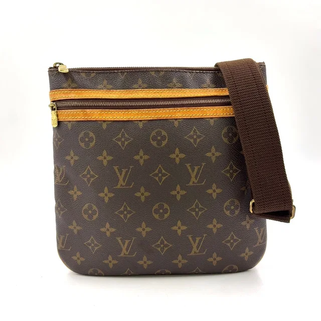 Louis Vuitton Pochette Bosphore Monogram Leather Brown Shoulder Bag Gold in Brown Leather from The Reluxe