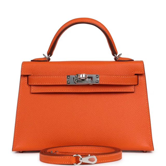 Hermès Kelly Sellier 20 Tangerine Epsom Palladium Hardware in Epsom leather from Madison Avenue Couture