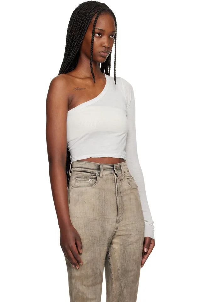 Rick Owens DRKSHDW White Temple Ziggy T-shirt, photo 2 of 4 from SSENSE