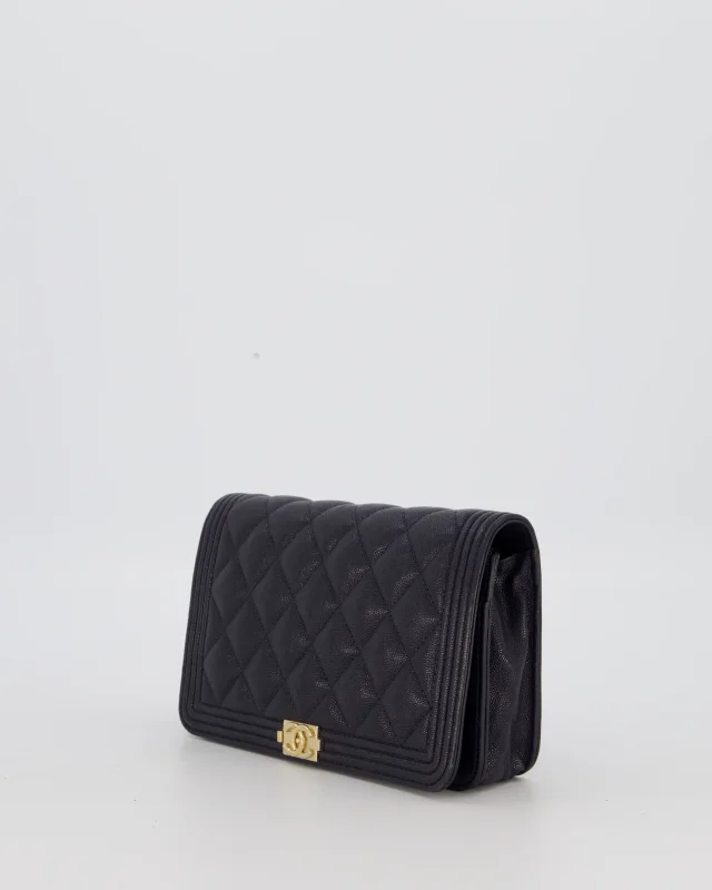 Chanel Navy Boy Wallet on Chain Bag in Navy Caviar leather from Sellier, photo 9 of 19