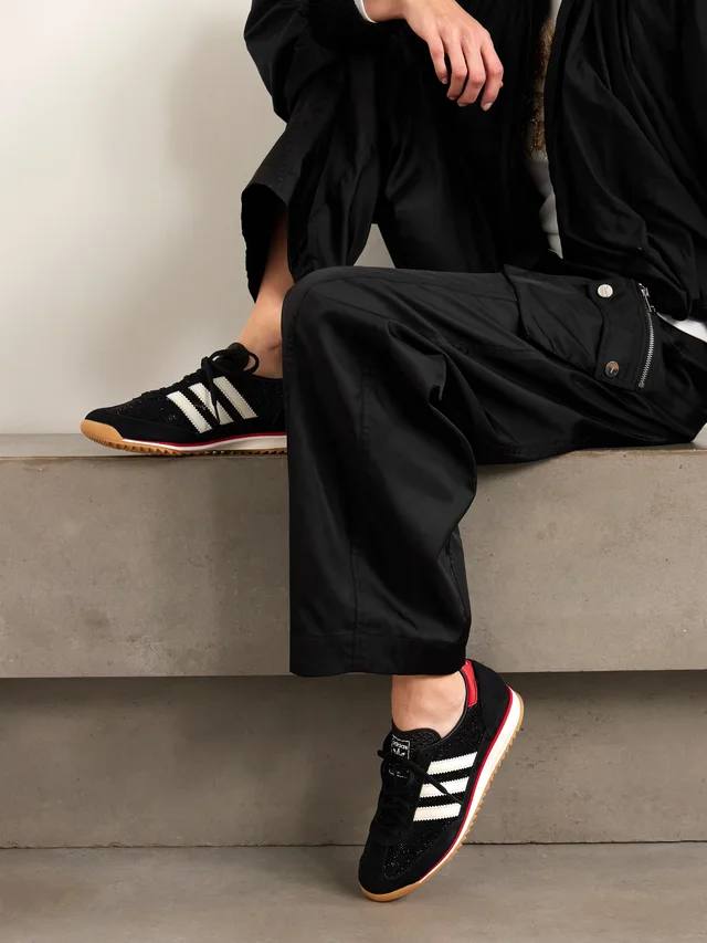 ADIDAS ORIGINALS SL 72 OG suede and leather-trimmed embellished mesh sneakers in Black, photo 2 of 2 from NET-A-PORTER (Canada)