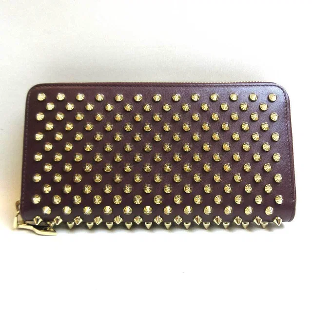 Christian Louboutin Long Wallet Round Zipper Bordeaux Purple Panettone Studded in purple from Poshmark
