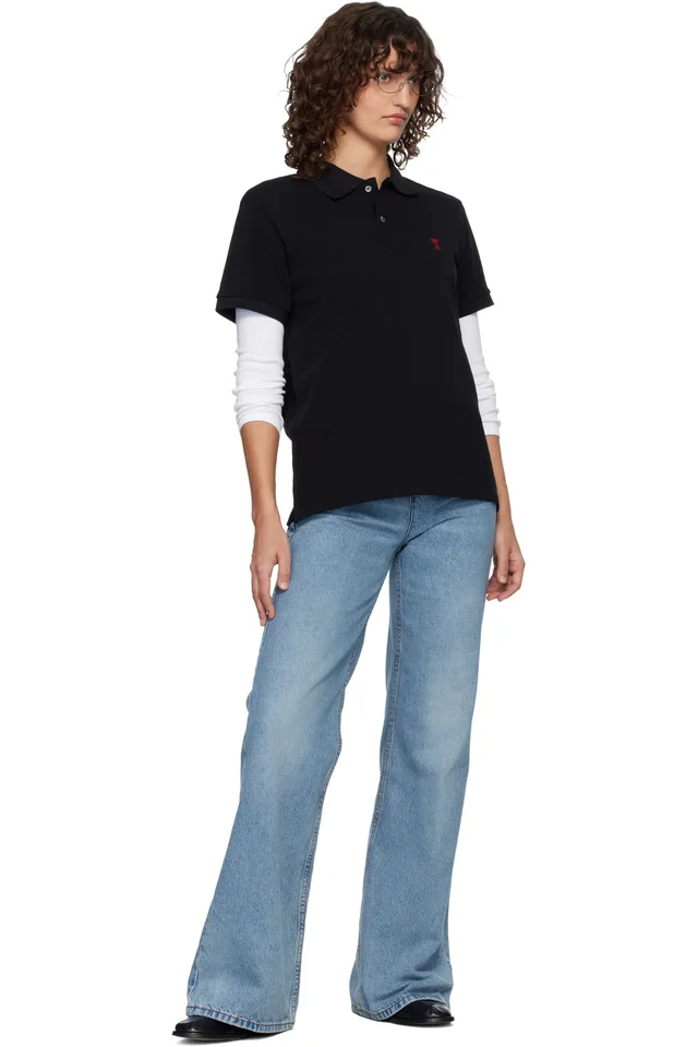 AMI Paris Blue Cotton Flare Fit Jeans, photo 4 of 4 from SSENSE