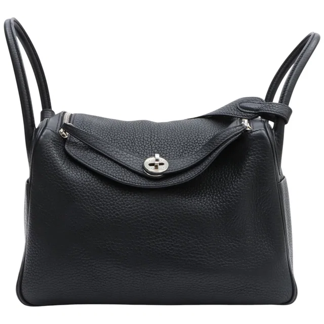 Hermès 2010 Lindy 30 Black in Black Clemence leather from VINTAGE QOO TOKYO