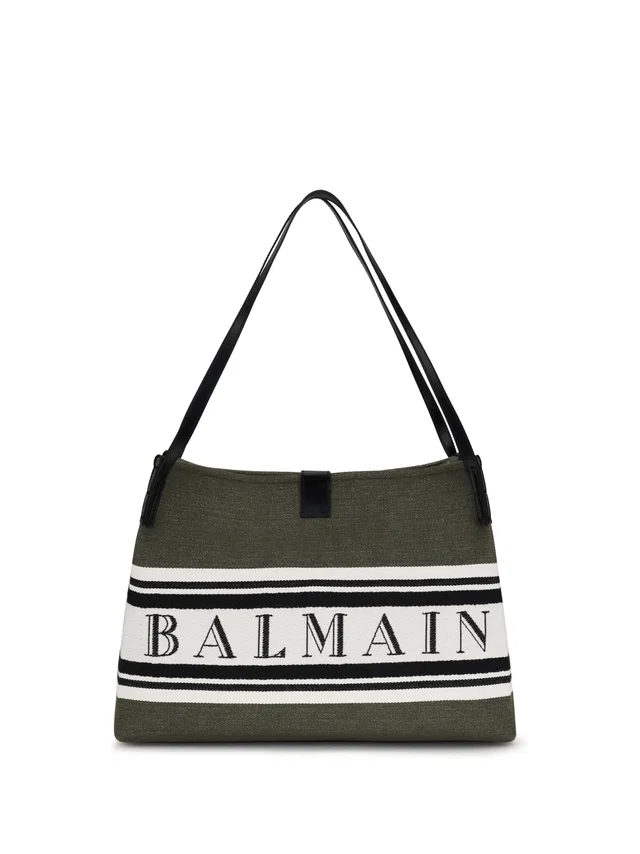 Balmain Release Shoulder Bag — Green Cotton; Polyester in Green Calfskin from HEWI