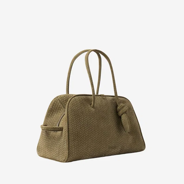 Jacquemus Quilted Calfskin Shoulder Bag — Khaki Leather in Green Calfskin from HEWI