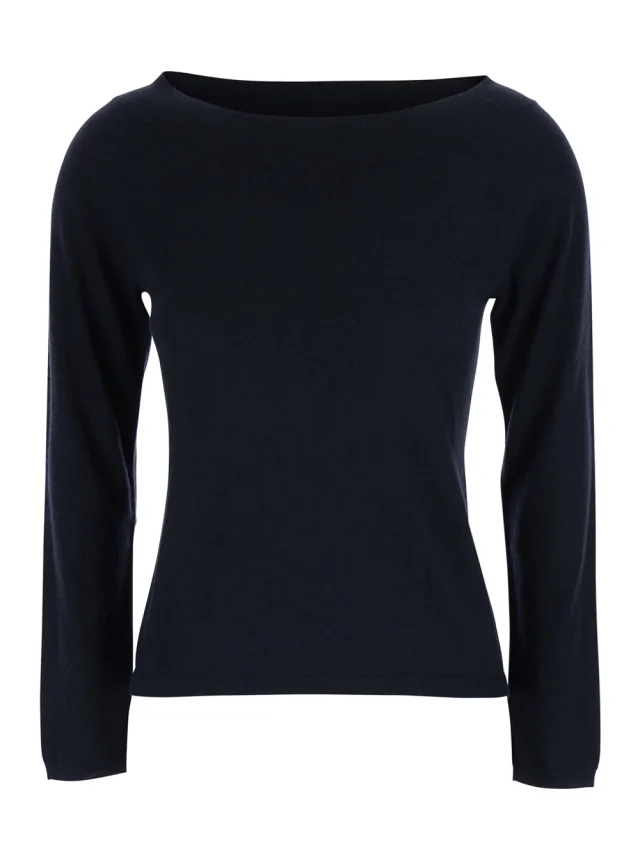 Max mara 'Faretra' Blue Sweater with Boat Neck in Cashmere Woman in Blue 100% Cashmere from Gaudenzi Boutique, photo 1 of 1