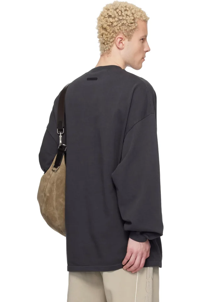 Fear of God ESSENTIALS Black Campus 90s Long Sleeve T-shirt, photo 3 of 4 from SSENSE