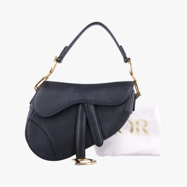 Dior Saddle Black Leather Shoulder Bag in Black Leather from The Reluxe