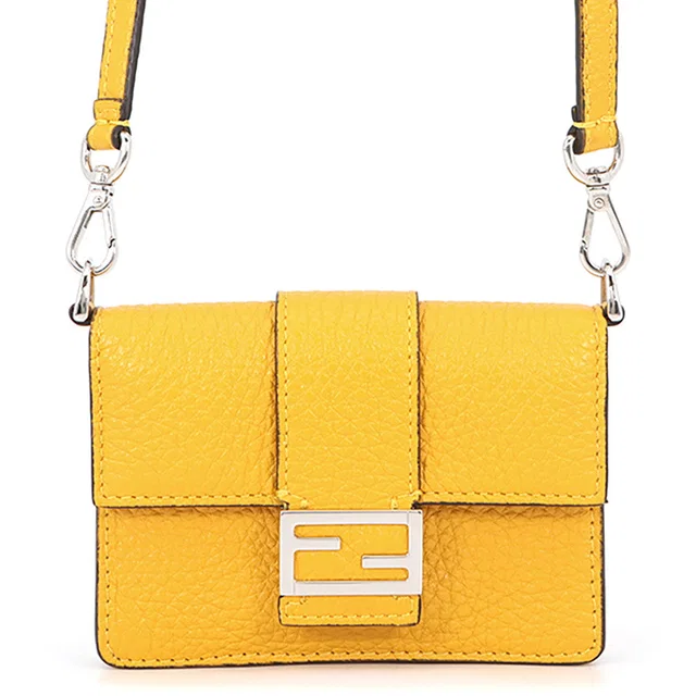 Fendi Flat Baguette Shoulder Pochette Yellow7M0311ADYWF0M8A Leather Size micro in Leather from GALLERY RARE