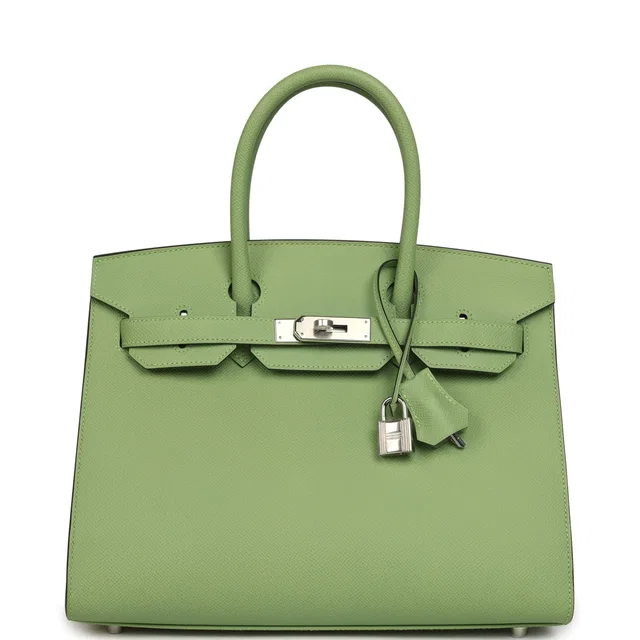 Hermès Birkin Sellier 30 Vert Criquet Epsom Palladium Hardware in Green Epsom leather from Madison Avenue Couture