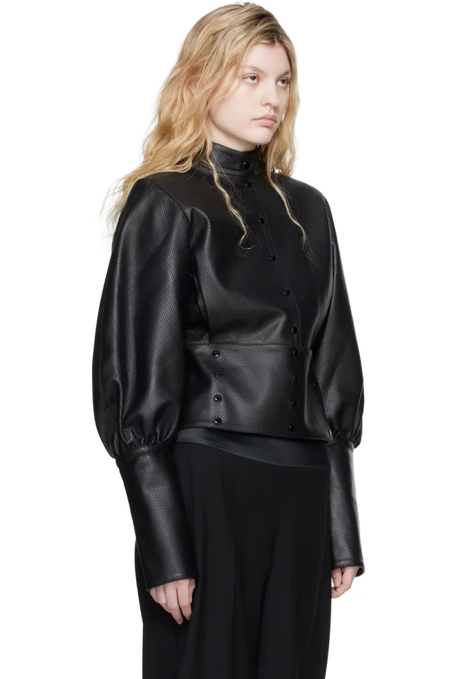 FIDAN NOVRUZOVA Black Elena Leather Jacket, photo 2 of 4 from SSENSE
