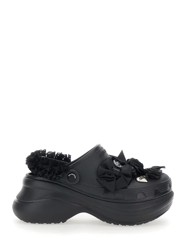 BALENCIAGA Mule 'Jibbitz x Crocs' with Logo Plate and Black Rubber Applications for Women in Black 100% Eva, photo 2 of 7 from Gaudenzi Boutique