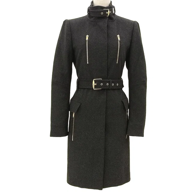 Gucci Wool Logo Zip-Up Stand Collar Coat #38 Charcoal Grey in Grey Wool from VINTAGE QOO TOKYO