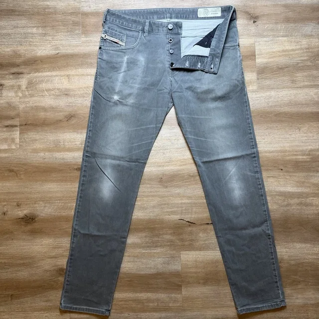 Diesel D-Bazer Jeans Men 33x32 Gray Tapered Stretch Denim Faded Button Fly 0699p in gray Denim from Poshmark