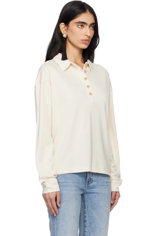 KHAITE Off-White Faithful Polo, photo 2 of 4 from SSENSE