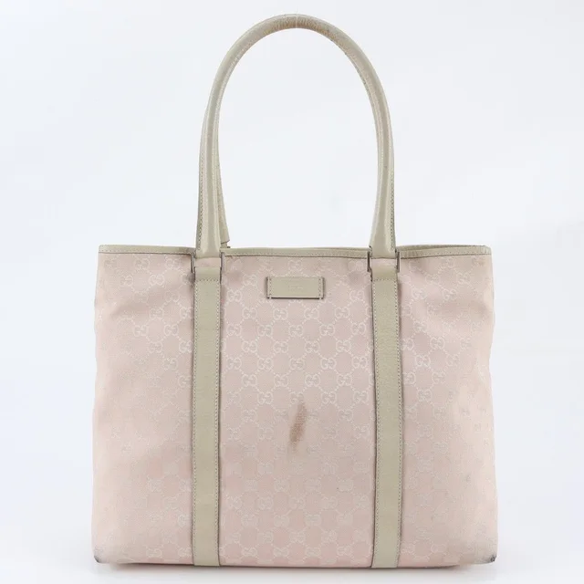 Gucci GG Canvas Leather Tote Bag Shoulder Handle in Canvas from The Reluxe