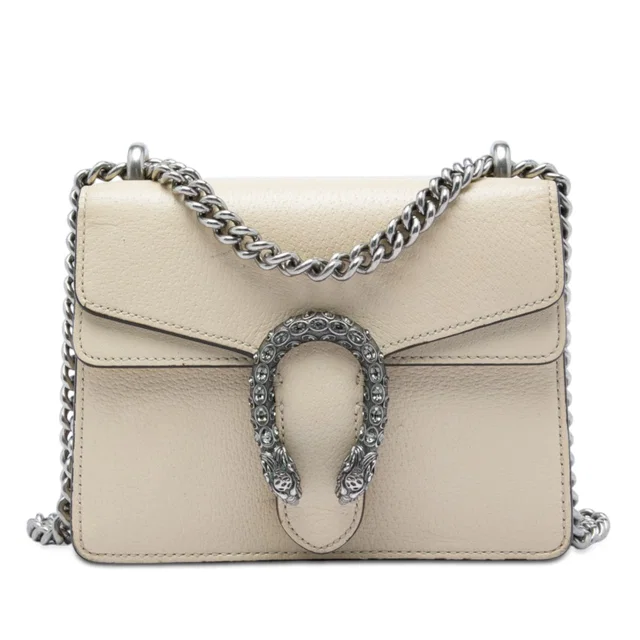 White Gucci Small Leather Dionysus Crossbody in White Leather from Designer Revival