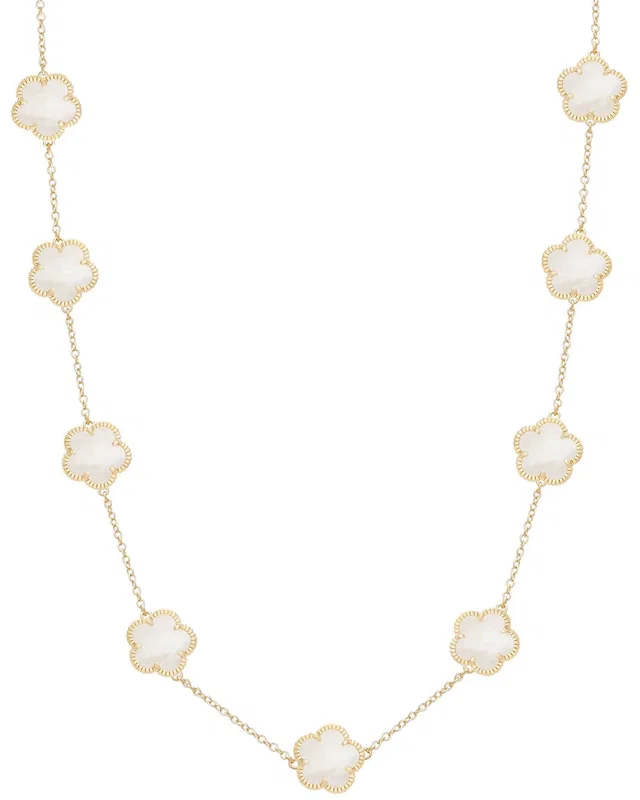 JANKUO Flower 14K Plated Mother Of Pearl Station Necklace, image 1 of 1 from Rue La La