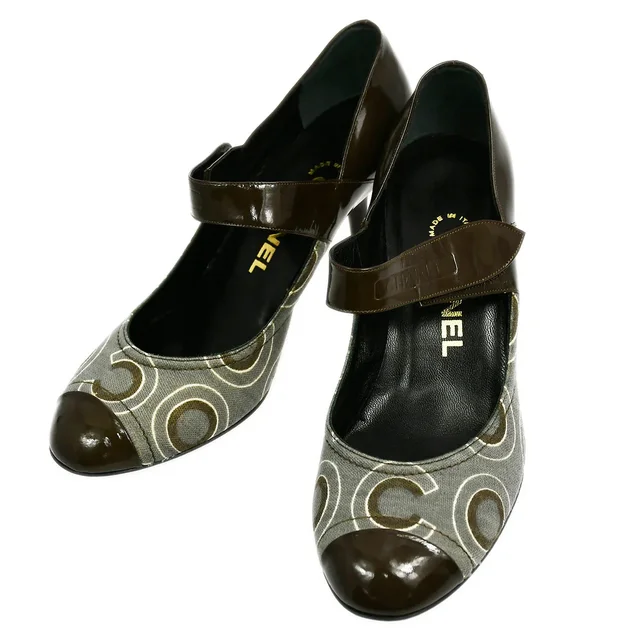 Chanel Brown Pumps Shoes #36 1/2 in Brown Leather from AMORE Vintage Tokyo