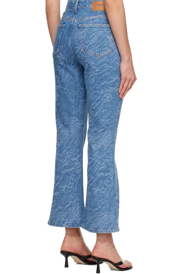 GANNI Blue Straight 3D Laser Betzy Cropped Jeans, photo 3 of 4 from SSENSE