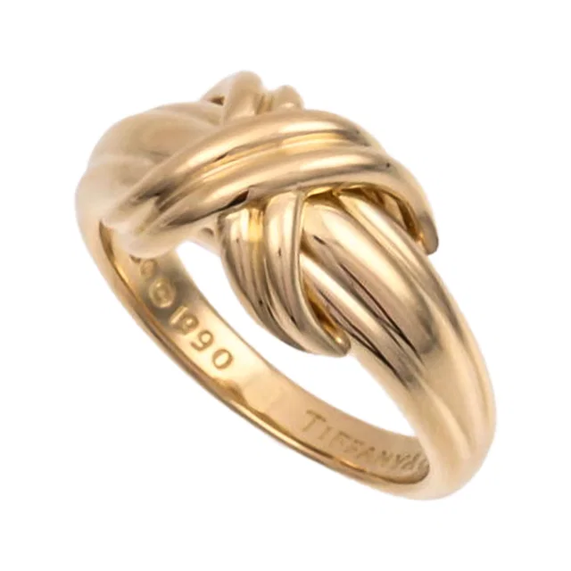 Tiffany & Co. 18K Signature Ring #52 Yellow Gold in Yellow from VINTAGE QOO TOKYO