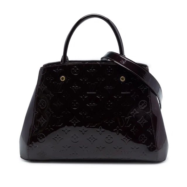 Purple Louis Vuitton Monogram Vernis Montaigne MM Satchel in Purple Leather from Designer Revival