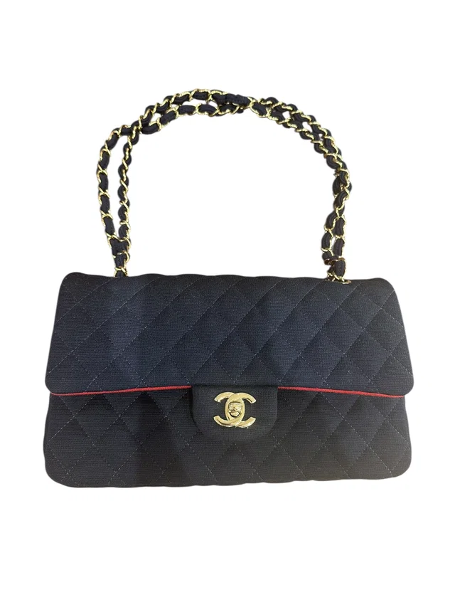 Chanel Medium Navy Jersey Classic Flap - Unused in Navy from Luxury Promise