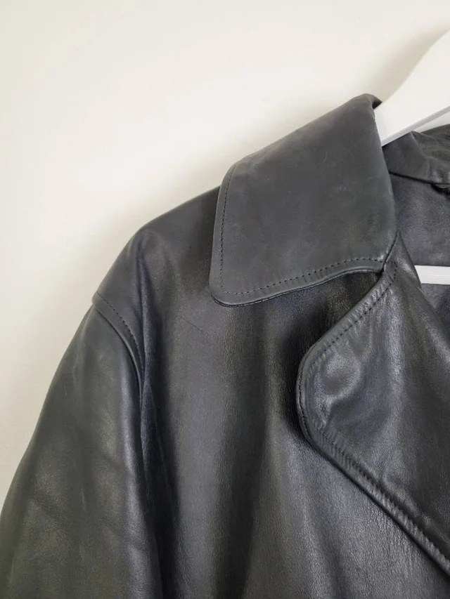 Mulberry Double Breasted Jacket Black Size: M in Black Leather from Oxfam Online Shop, photo 2 of 2