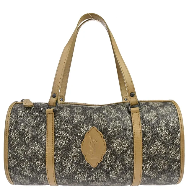 Saint Laurent Gray PVC Giraffe Print Mini Drum Handbag in Grey Leather from AMORE Vintage Tokyo