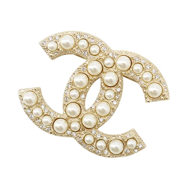 Chanel CC Logo BroochA64762-B06258-ND321 Metal Faux Pearl Rhinestone from GALLERY RARE