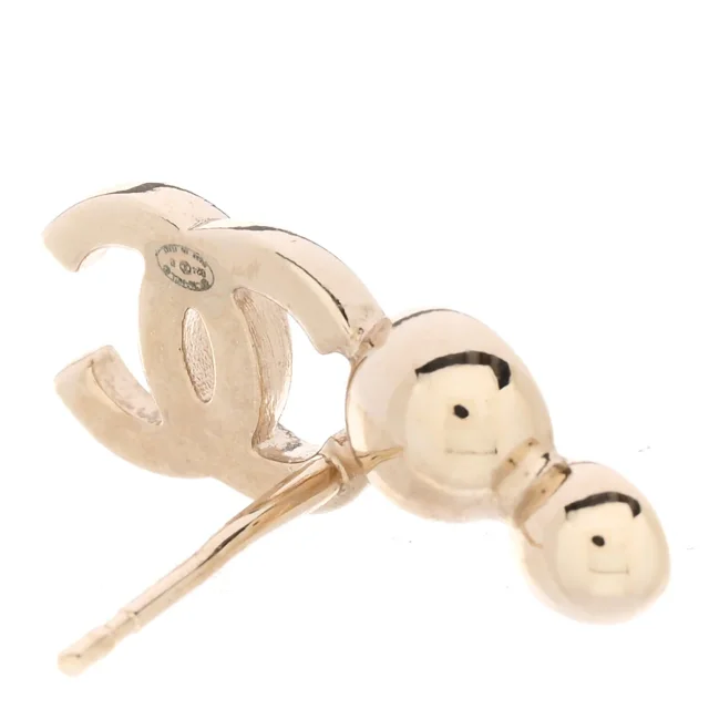 Chanel Metal Crystal CC Climber Earrings Gold in Gold from FASHIONPHILE, photo 4 of 5