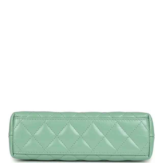 Chanel Small Kelly Shopper Light Green Shiny Aged Calfskin Brushed Gold Hardware in Green Calfskin from Madison Avenue Couture, photo 6 of 9