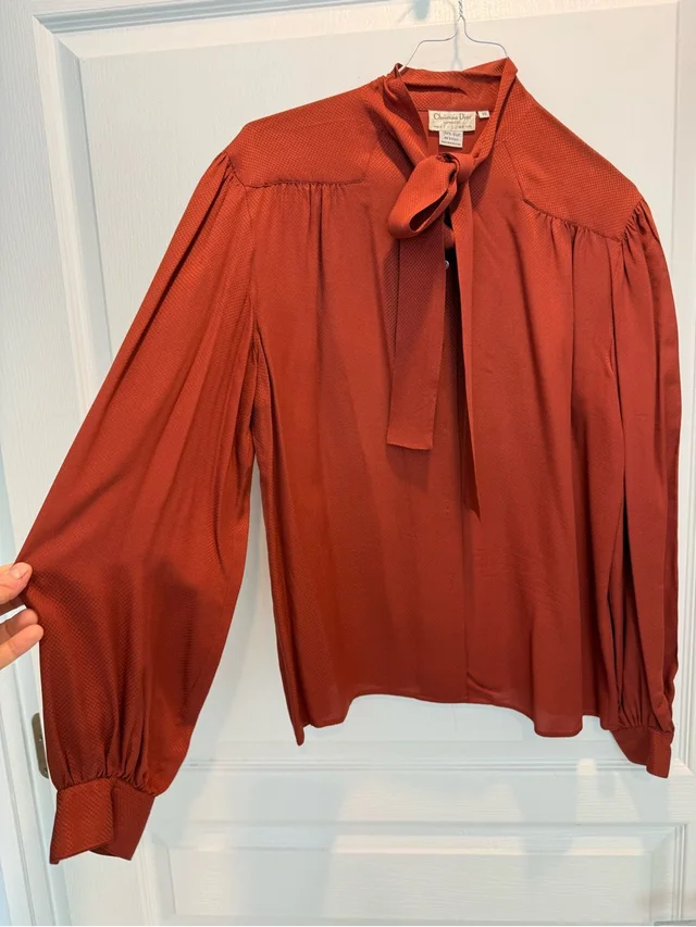 Dior Vintage Silk P*Ssy Bow Blouse 10 from Poshmark