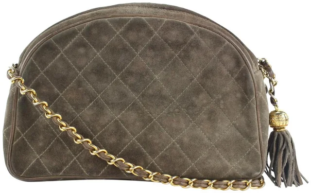 Chanel Quilted Brown Suede Fringe Tassel Camera Chain bag in Brown Suede from Bagriculture