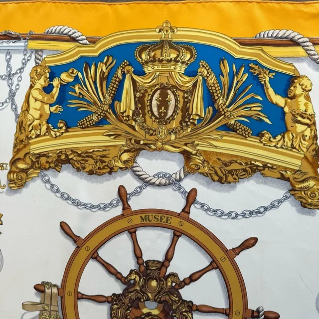 Hermès Herms Nautical Themed Silk Scarf in blue|gold Silk from Poshmark, photo 3 of 15