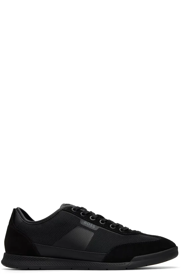 BOSS Black Ridged Outsole Mixed-Material Sneakers from SSENSE, photo 1 of 1