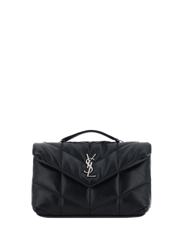 Saint Laurent Quilted Lambskin Shoulder Bag — Black Lamb Ovis Aries in Black Lambskin from HEWI