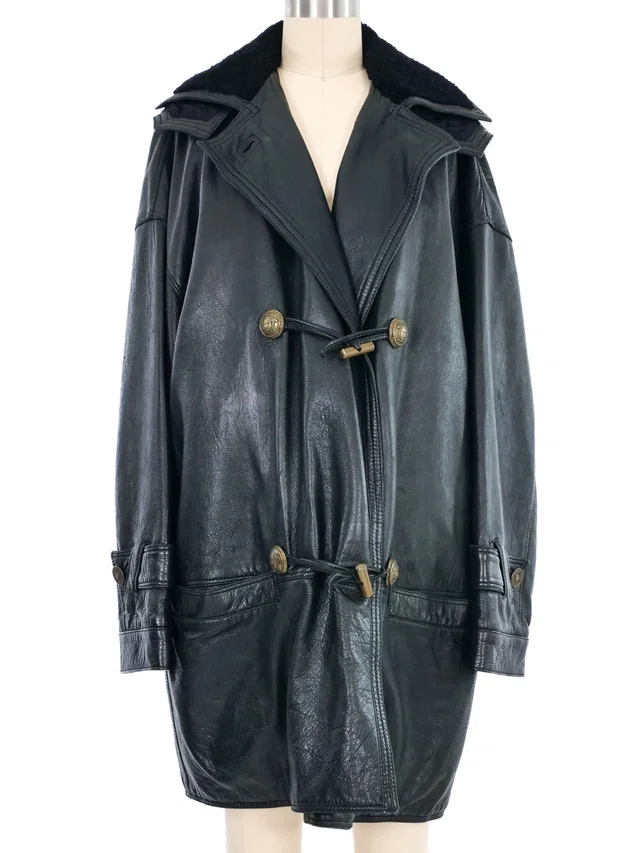 Versace Leather Parka in Leather from Arcade Vintage