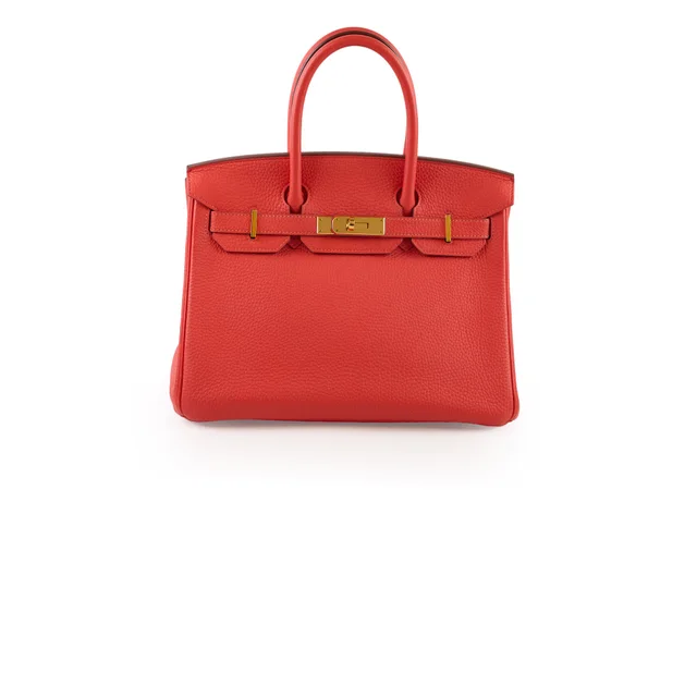 Hermès Birkin 30 Clemence Orange Poppy O Square Stamp in Orange Clemence leather from The Purse Affair